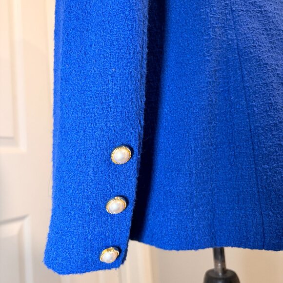 Nanette Lepore SURF THE WEB Blue Blazer with Pearl Buttons, Sz. 8 - Picture 4 of 5